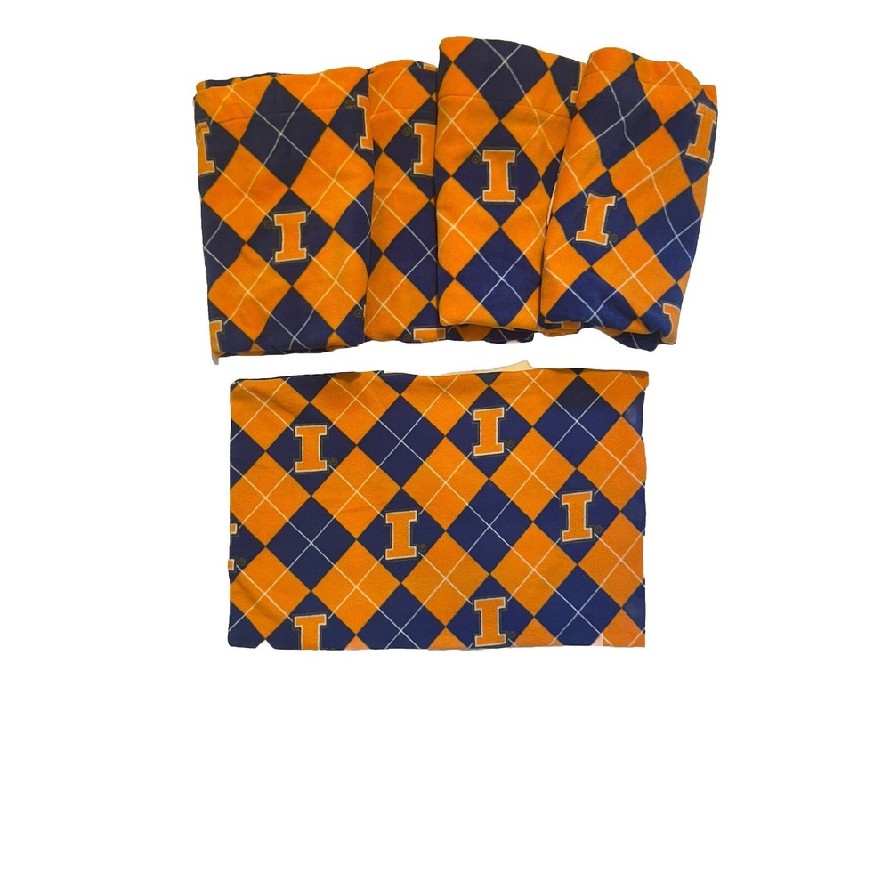 Illini University of Illinois Fleece 1 - Pillow Case And 4 - Curtain Panels NCAA